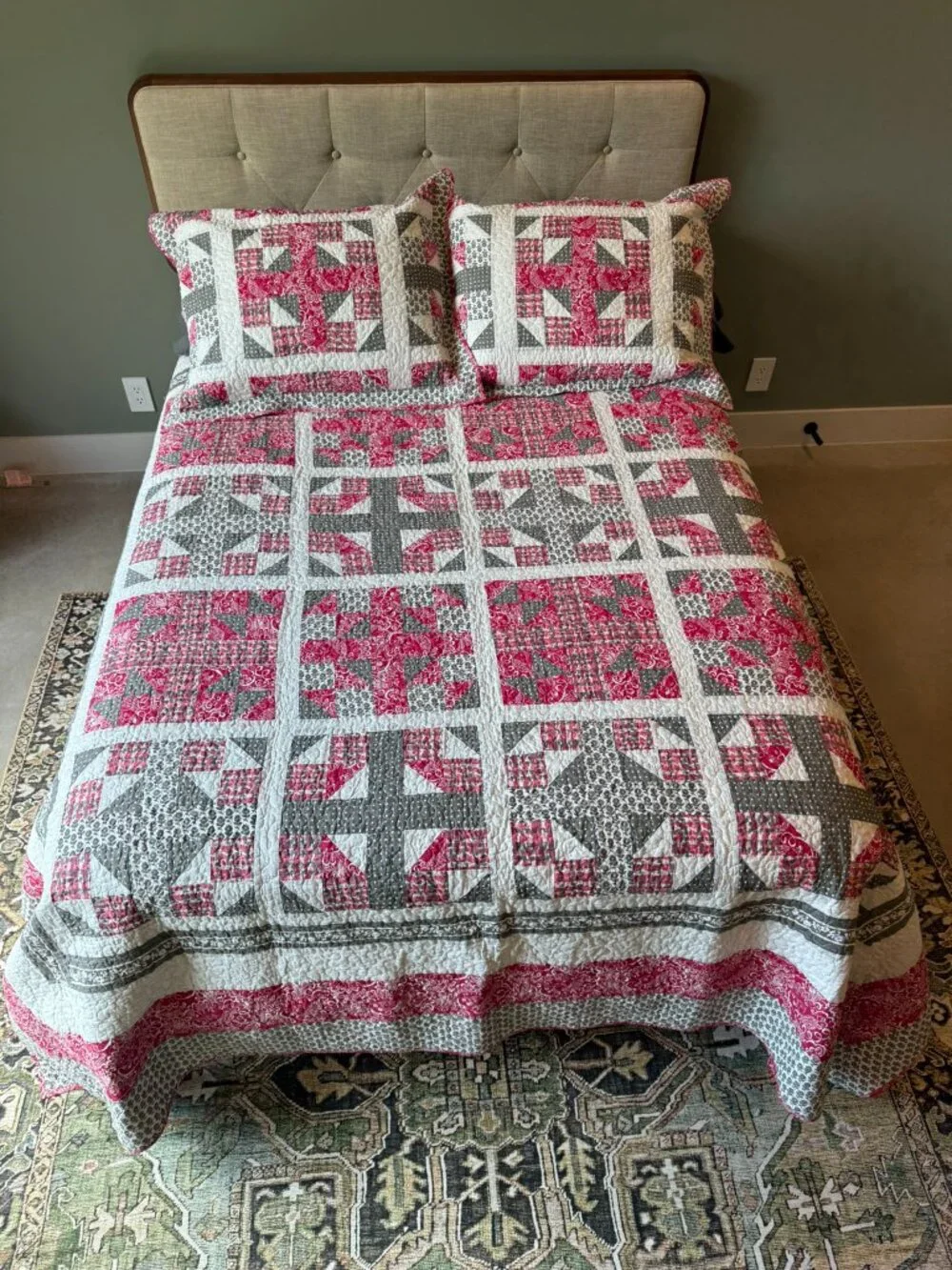 Vera Bradley Twirly Bird Pink Limited Edition Quilt Full Queen + 2 Matching Sham